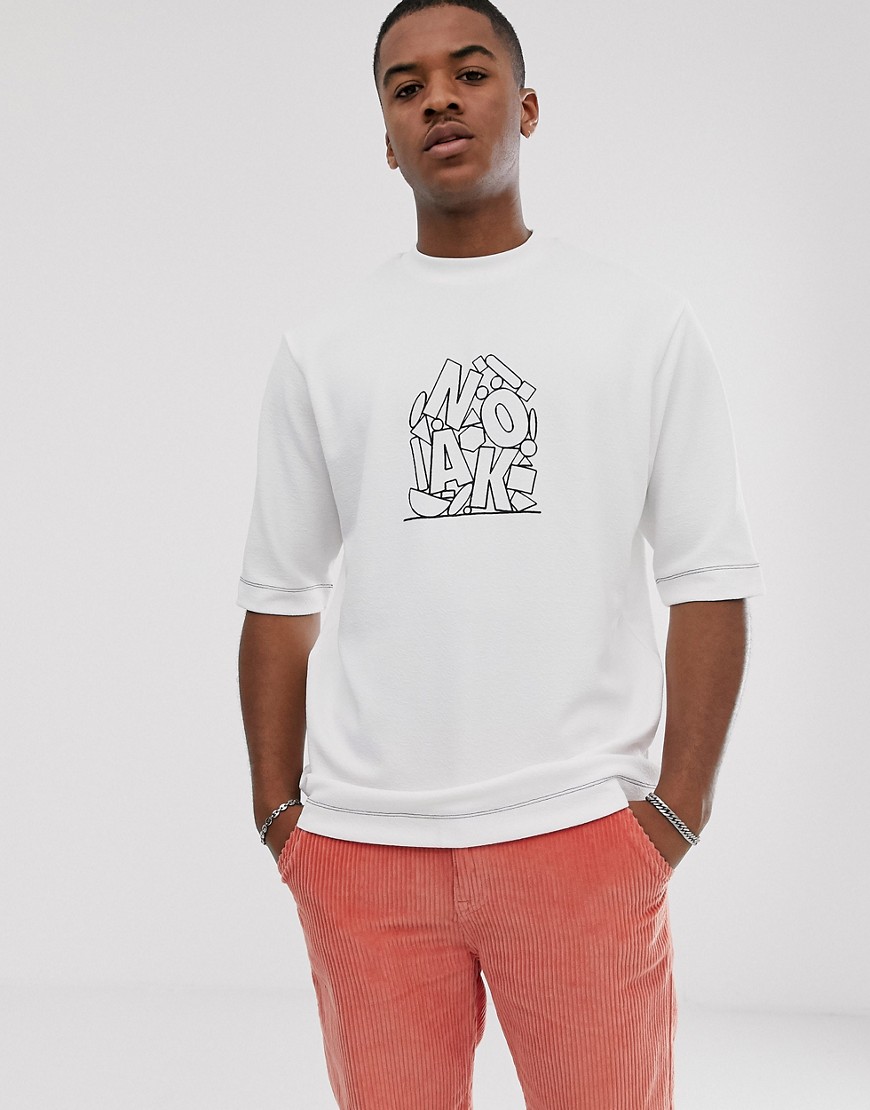 Noak - Oversized T-shirt met textuur en logoprint-Wit