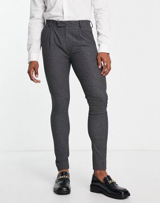 Noak super skinny premium fabric suit trousers in charcoal micro-texture - ASOS Price Checker