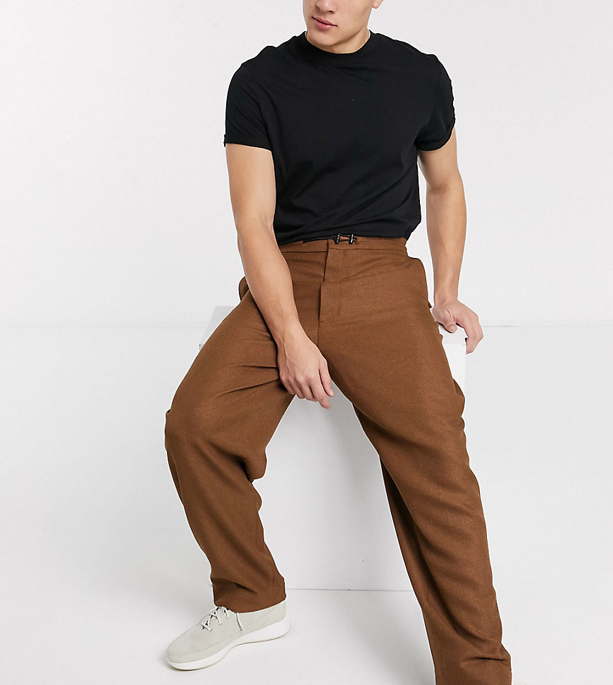 Noak - Pantaloni con fondo ampio color cammello-Marrone