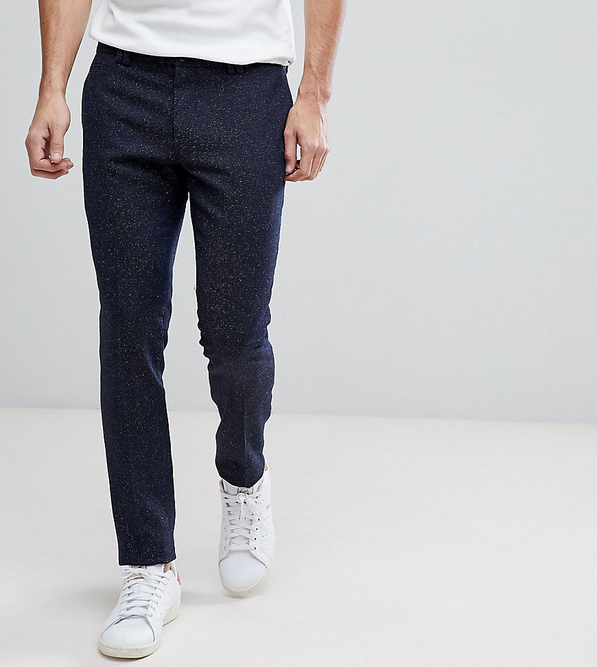 Noak - Pantaloni da abito super skinny puntinati-Navy