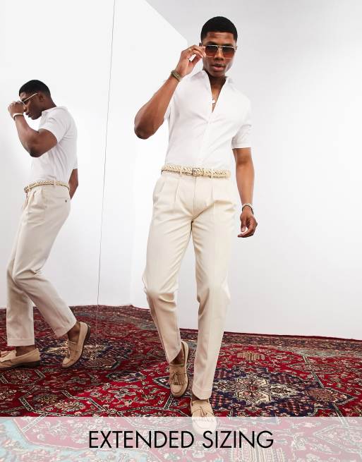 Noak - Premium - Smalle chino's van katoenen keperstof in beige 
