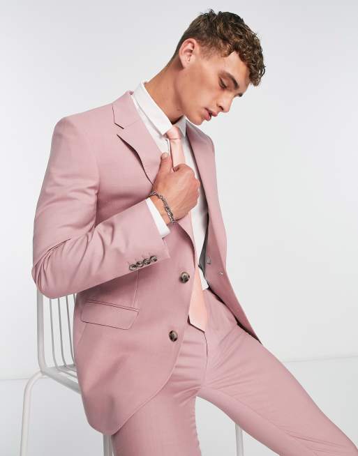 Wintage Men's Polyester Cotton Festive and Casual Blazer Coat Jacket : Pink