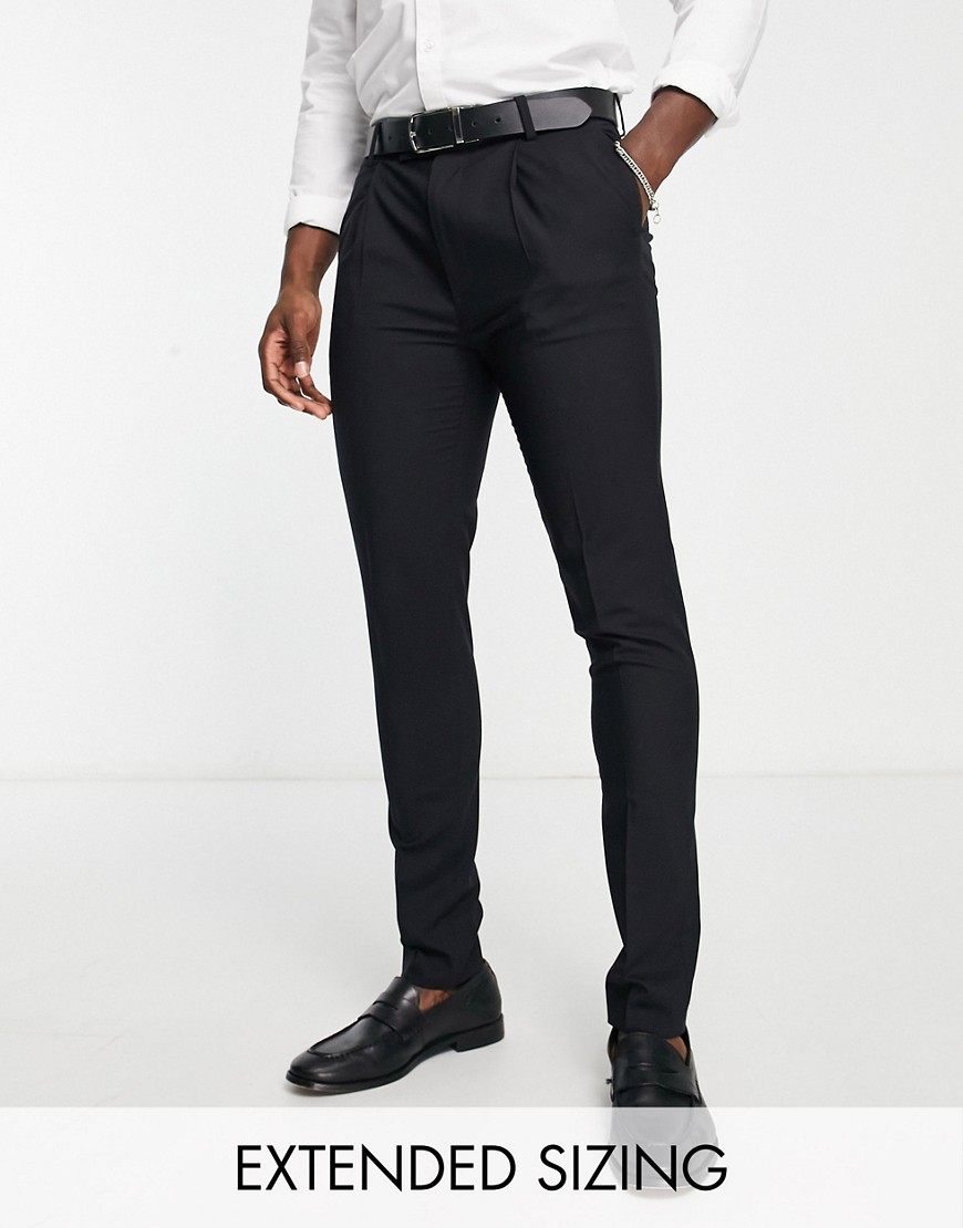 premium wool-rich skinny suit pants in black
