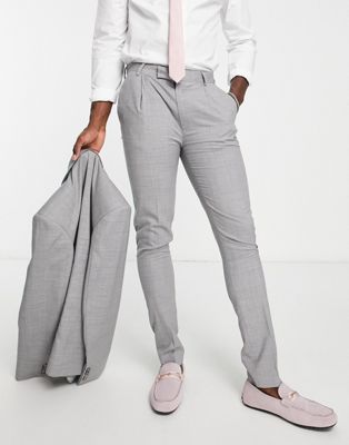 Noak premium wool-rich skinny suit trousers in ice grey