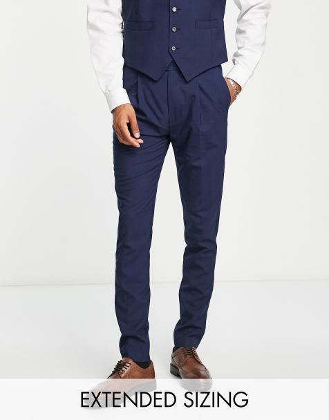 Noak premium wool-rich skinny suit trousers in navy - view 1
