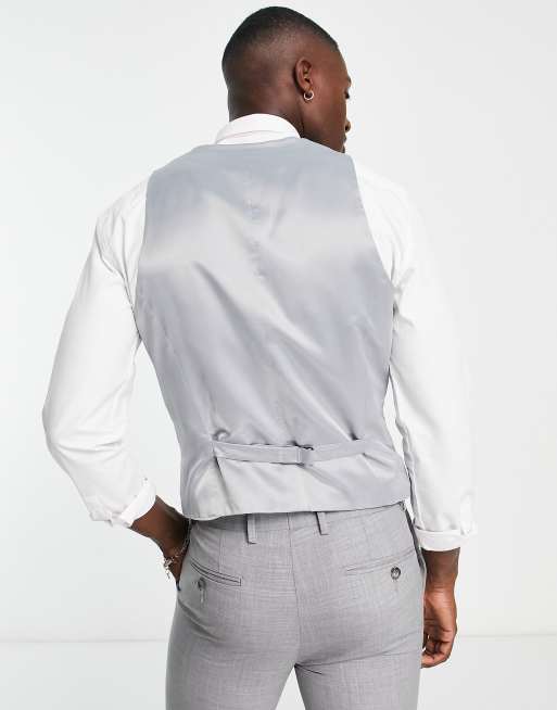 Noak premium wool-rich skinny suit waistcoat in ice grey | ASOS