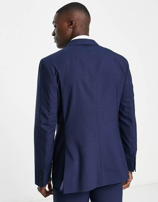 Premium Navy Blue double breasted wool Wide Leg Pant Suit