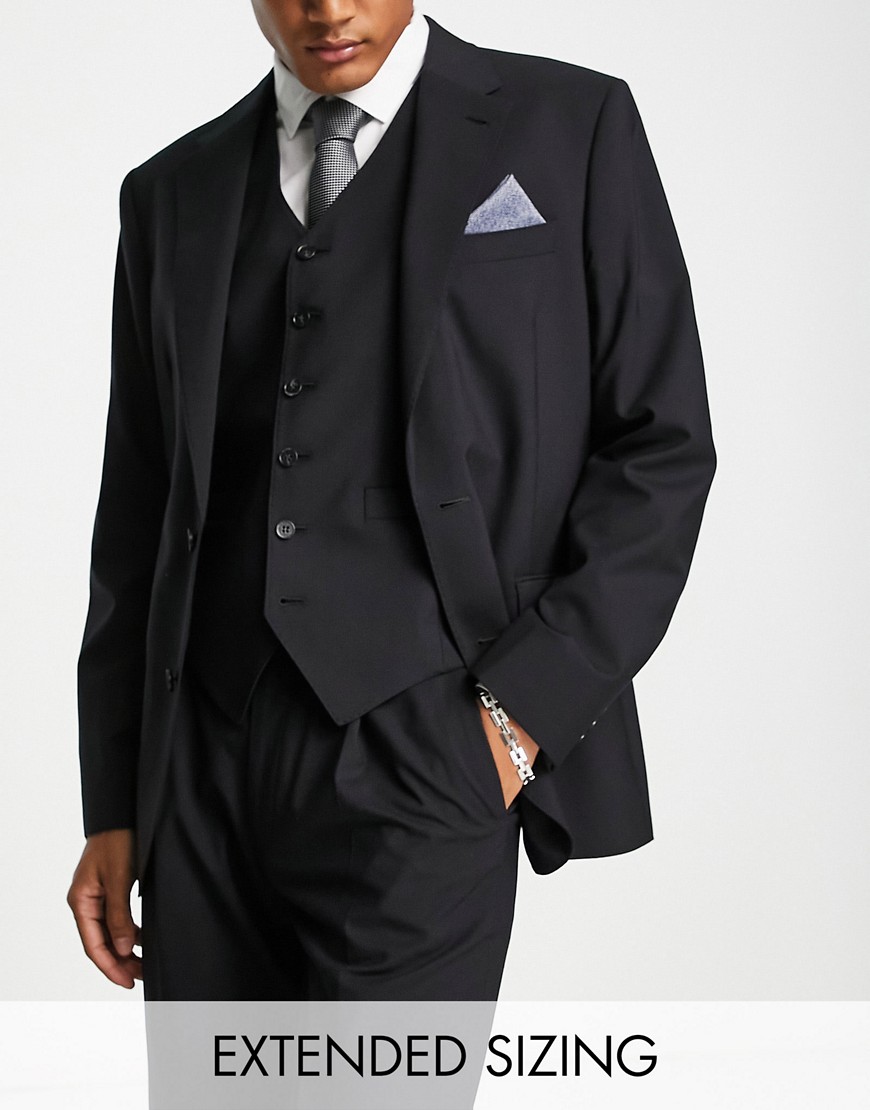 Noak premium wool-rich slim suit jacket in black