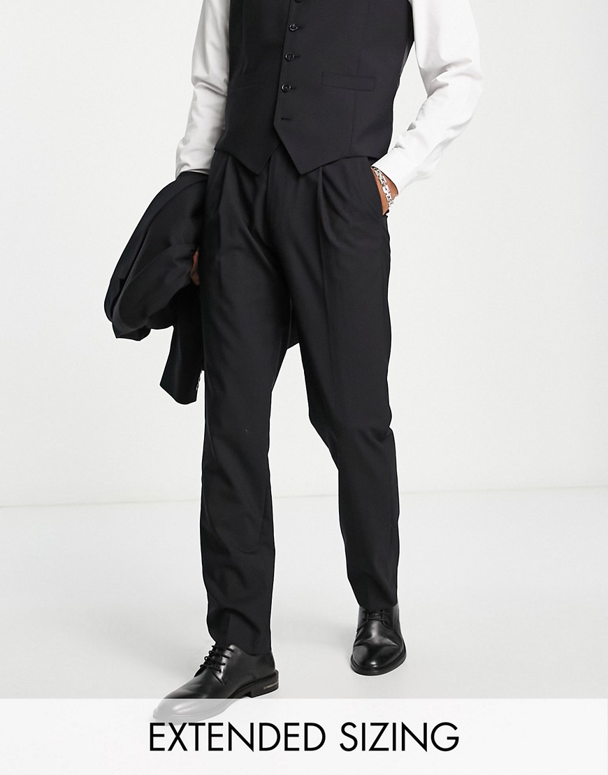 Noak premium wool-rich slim suit trousers in black
