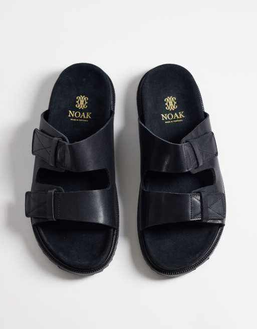 Noak - Sandales en cuir à double bride fabriquées au Portugal - Noir, 2 de 4