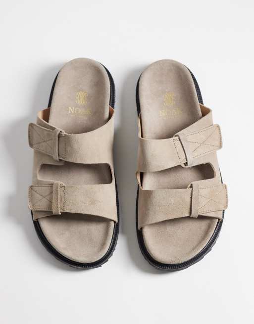 Noak - Sandales en daim à double bride fabriquées au Portugal - Taupe, 2 de 4