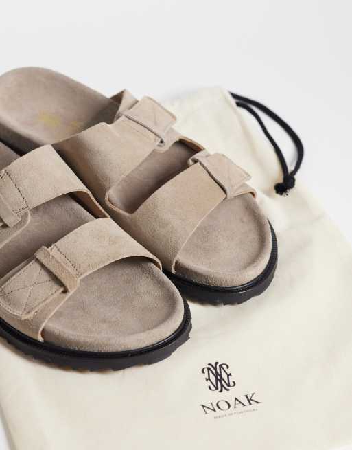 Noak - Sandales en daim à double bride fabriquées au Portugal - Taupe, 3 de 4