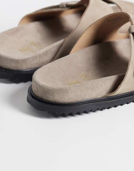 Noak - Sandales en daim à double bride fabriquées au Portugal - Taupe, 4 de 4