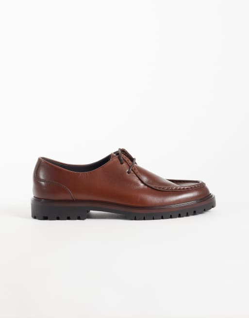 NOAK scarpe stringate stile derby con suola carrarmato in pelle marrone, prodotte in Portogallo, 2 di 4