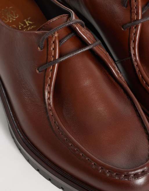 NOAK scarpe stringate stile derby con suola carrarmato in pelle marrone, prodotte in Portogallo, 3 di 4