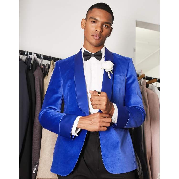 Royal blue suede hot sale tuxedo jacket