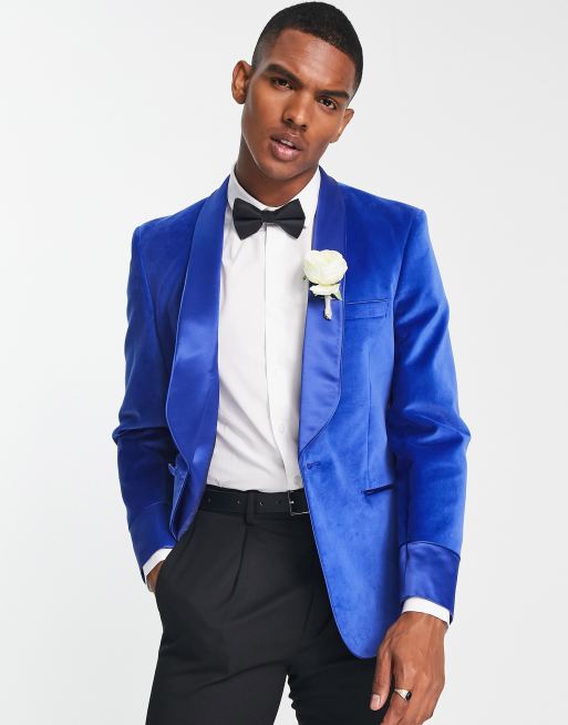 Blue velvet smoking jacket sale