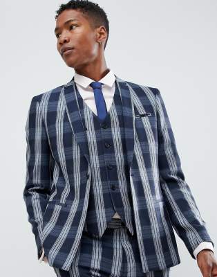 Noak  Enge, karierte Anzugjacke Navy