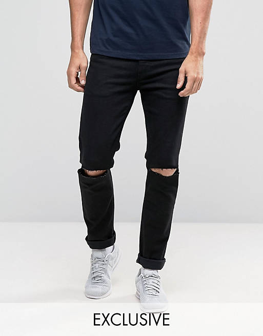 Noak Skinny Jeans With Rips In Black | ASOS