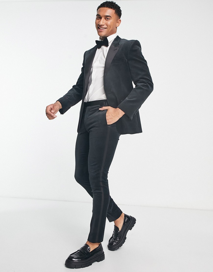Noak skinny suit pants in black velvet