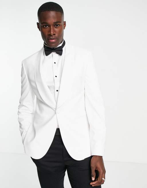 Noak skinny tuxedo suit jacket in white | ASOS