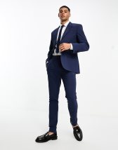 ASOS DESIGN skinny tuxedo suit trousers in navy | ASOS