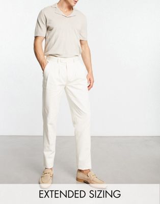 Noak slim premium cotton twill chino trousers in off white