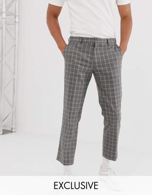 check slim cropped trousers