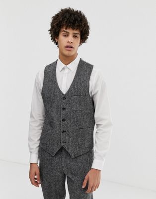 Noak - Slim-fit gilet van Harris Tweed in grijs
