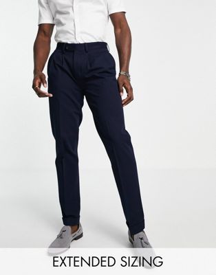 Noak slim premium cotton twill chino trousers in navy  - ASOS Price Checker