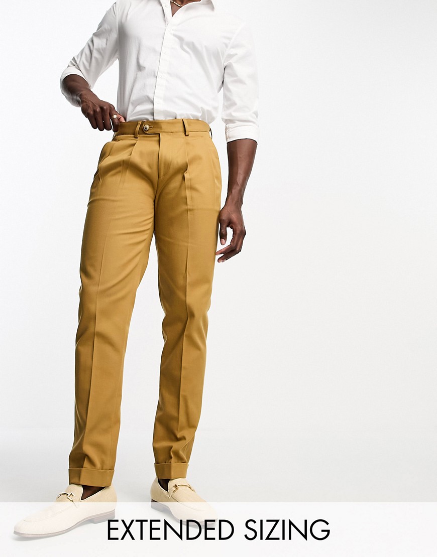 Noak slim premium cotton twill chino pants in tobacco brown