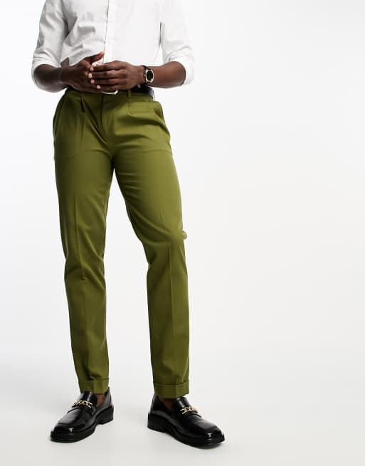 Men's Olive Straight Leg Cotton Chinos, Ben Sherman