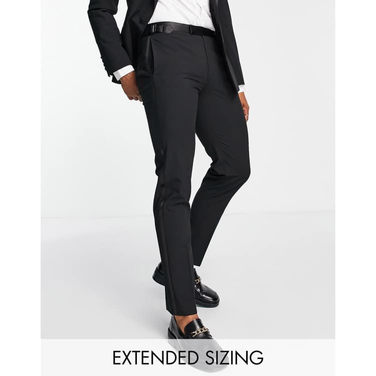 Noak slim premium fabric tuxedo suit trousers in black with stretch