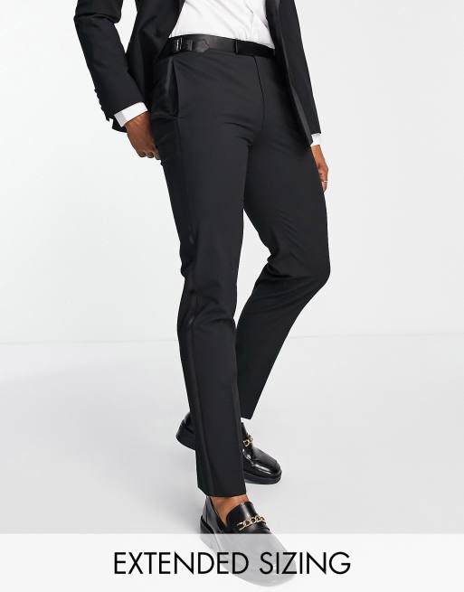 Black with Tape Detail Slim Tuxedo Suit Trousers