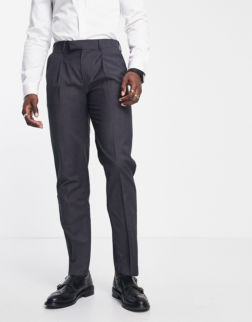 Noak Slim Suit Pants In Gray Pure Merino Wool Melange