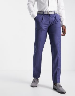 Noak slim suit trousers in blue pure merino wool melange - ASOS Price Checker