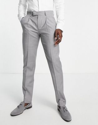 Noak slim suit trousers in ice grey Super-120s fine pure wool melange - ASOS Price Checker