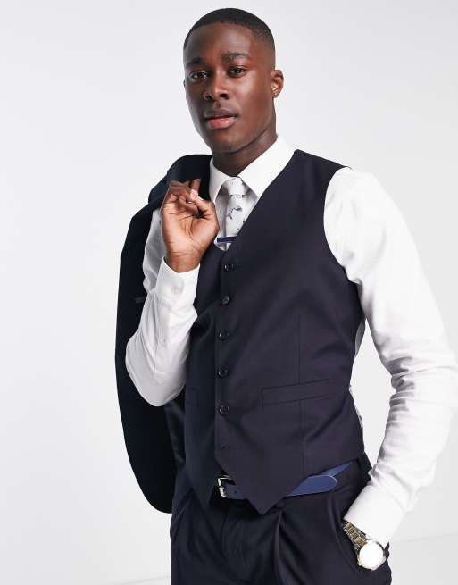 Navy wool clearance waistcoat