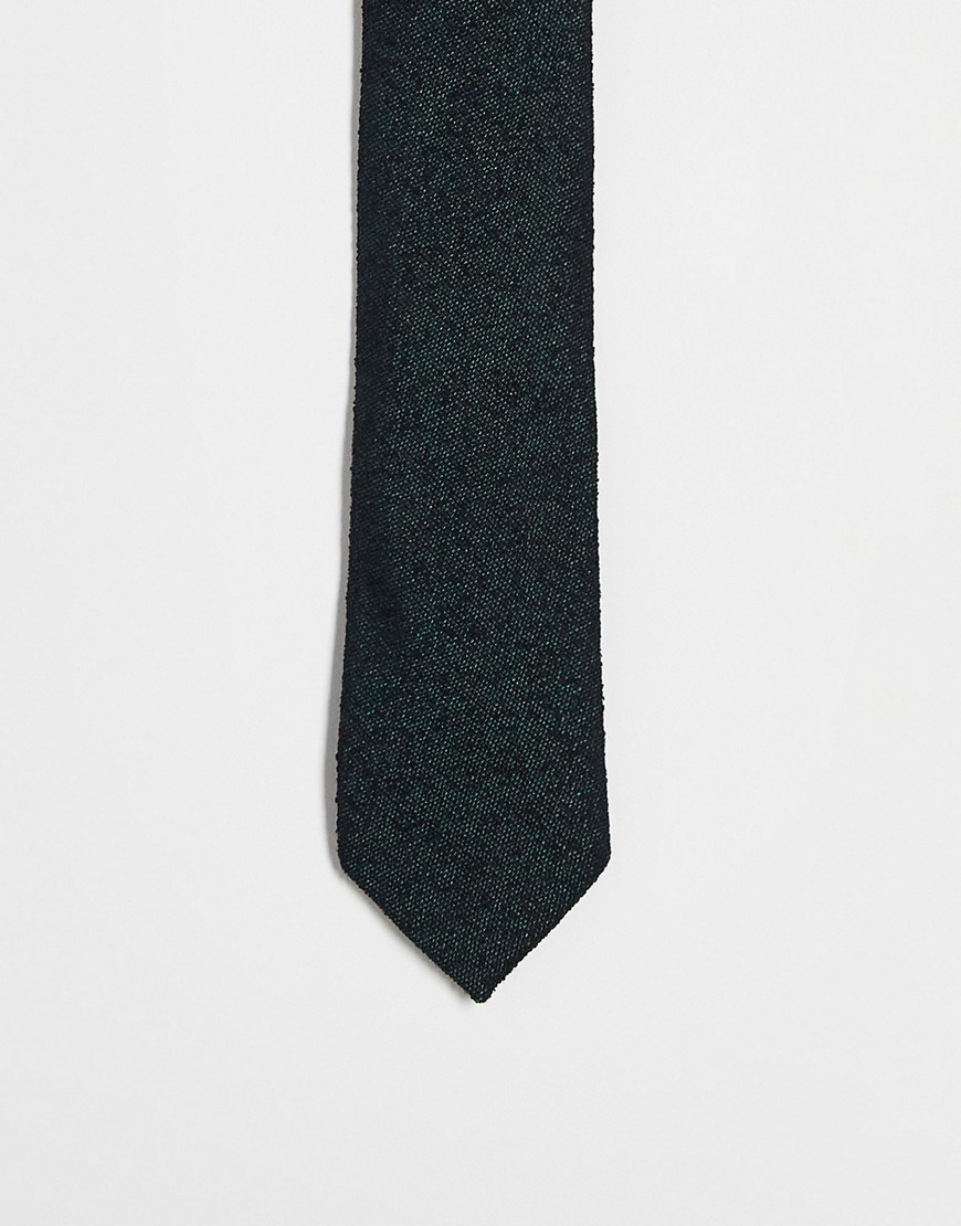 Noak Slim Tie In Green And Black Texture-multi