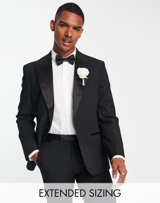 NOAK SLIM PREMIUM FABRIC TUXEDO SUIT JACKET IN BLACK WITH STRETCH