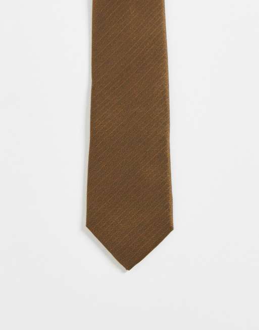 Noak - Smalle stropdas in bronsbruin met crosshatch-weving