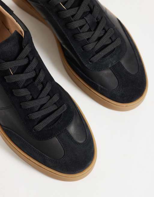 NOAK sneakers rétro stringate con suola in gomma in pelle e camoscio neri, prodotte in Portogallo, 3 di 5