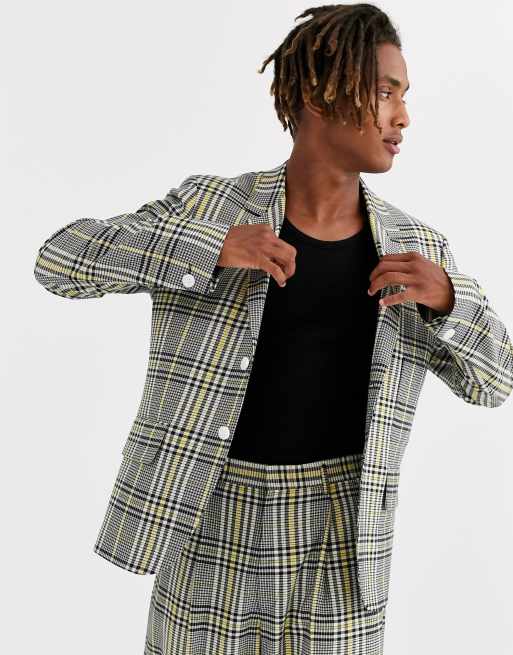 Noak suit jacket in yellow check