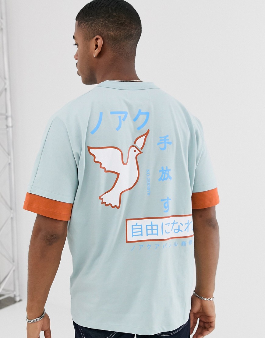 Noak - T-shirt met kunstprint op de achterkant en logo-Blauw