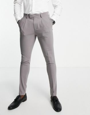 Noak 'Tower Hill' super skinny suit trousers in grey worsted wool blend with stretch