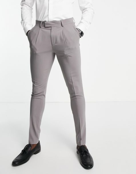 Noak 'Tower Hill' super skinny suit trousers in grey worsted wool blend with stretch - view 1