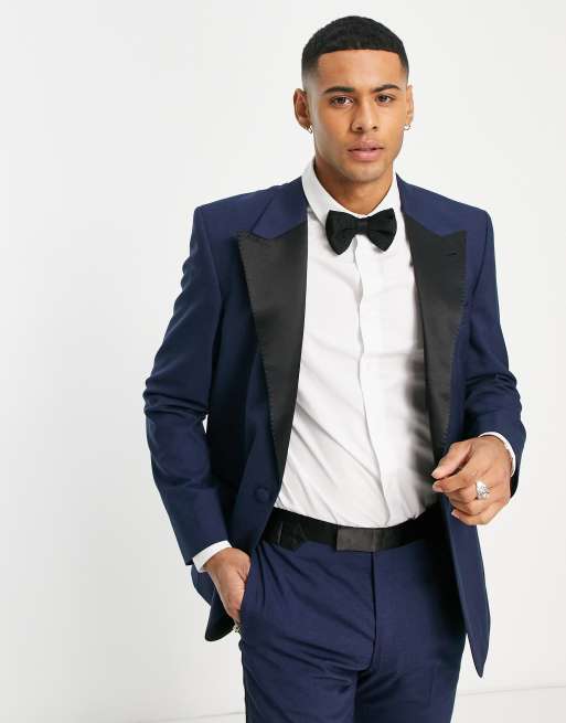 Noak - 'Verona' - Giacca da smoking skinny in misto lana blu navy