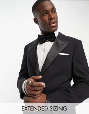 Noak 'Verona' wool-rich slim tuxedo suit jacket in black