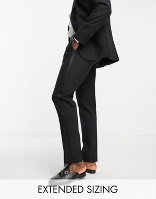 Noak 'Verona' wool-rich slim tuxedo suit trousers with satin side stripe in black - ASOS Price Checker