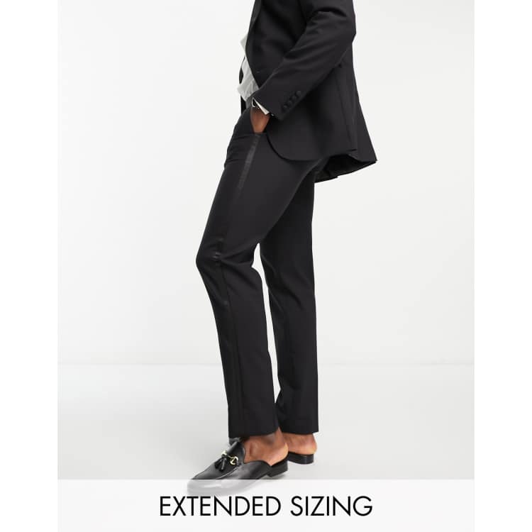 Black tuxedo pants store with white stripe